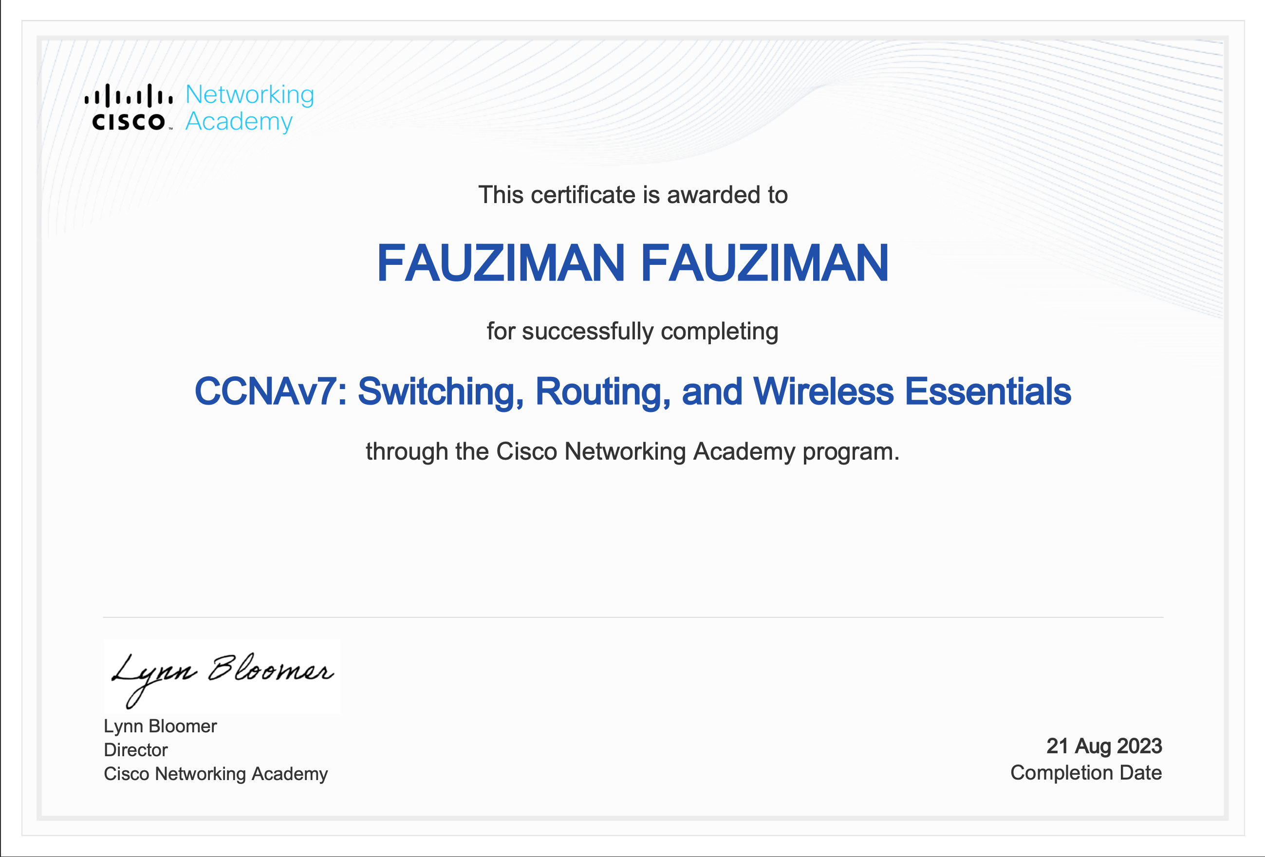 CCNAv7: Switching, Routing, and Wireless Essentials